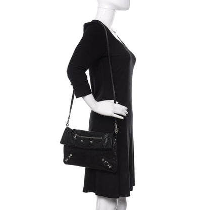 Balenciaga Agneau Giant 12 Silver Hardware Envelope Strap Clutch Black 2 of 10