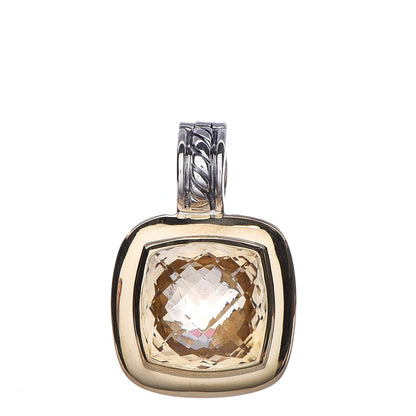 David Yurman Sterling Silver 18K Yellow Gold Citrine 11mm Albion Enhancer Pendant 1 of 6
