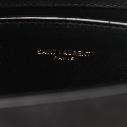 Saint Laurent Nubuk Crocodile Embossed Mini Classic Monogram Cassandra Top Handle Black 7 of 12