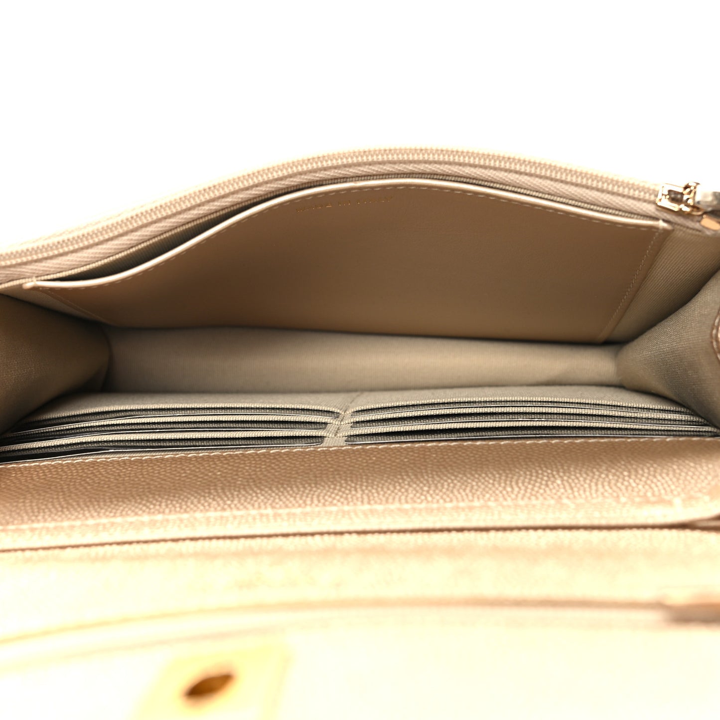 Metallic Caviar Quilted Wallet On Chain WOC Gold