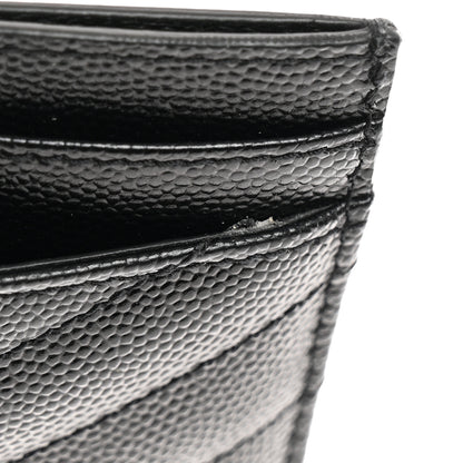 Saint Laurent Grain De Poudre Matelasse Chevron Monogram Credit Card Case Black 8 of 10