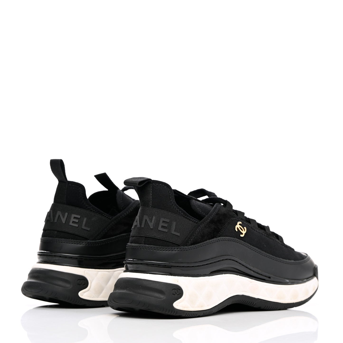 Velvet Calfskin Mixed Fibers CC Sneakers 41 Black