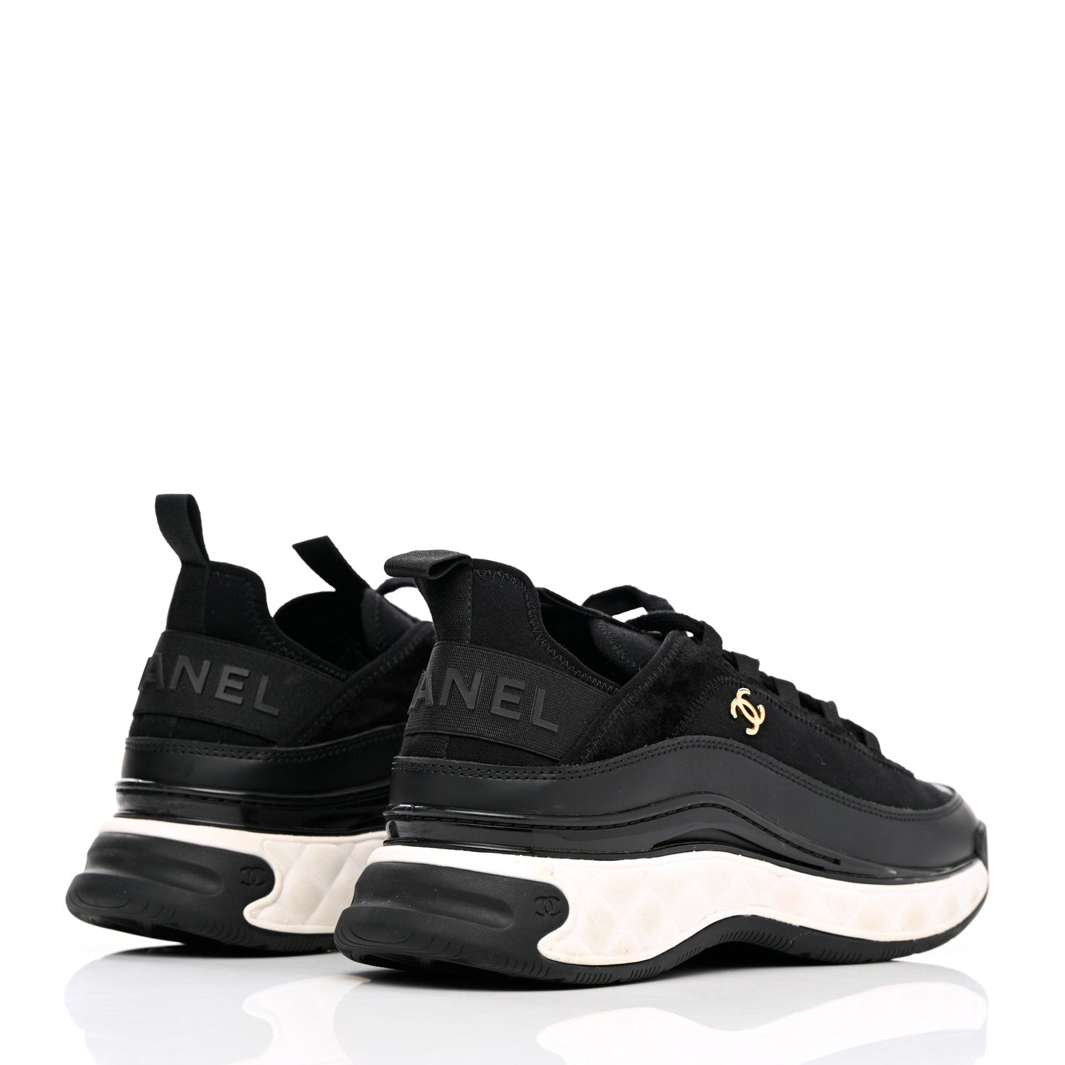 Chanel Velvet Calfskin Mixed Fibers CC Sneakers 41 Black 4 of 17