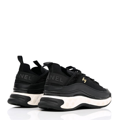 Chanel Velvet Calfskin Mixed Fibers CC Sneakers 41 Black 4 of 17
