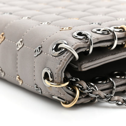 Chanel Lambskin Chocolate Bar Piercing CC Studded Small Chain Flap Bag Grey 16 of 16