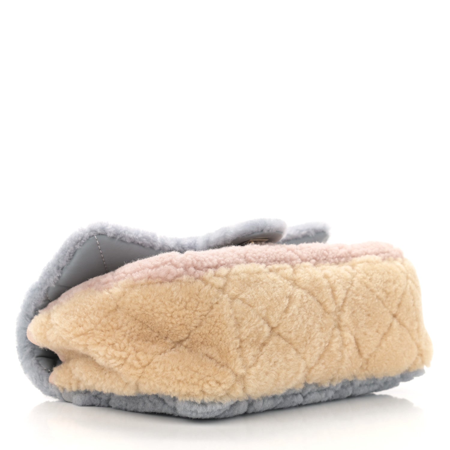Chanel Shearling Sheepskin Single Flap Gray Pink Beige 3 of 12