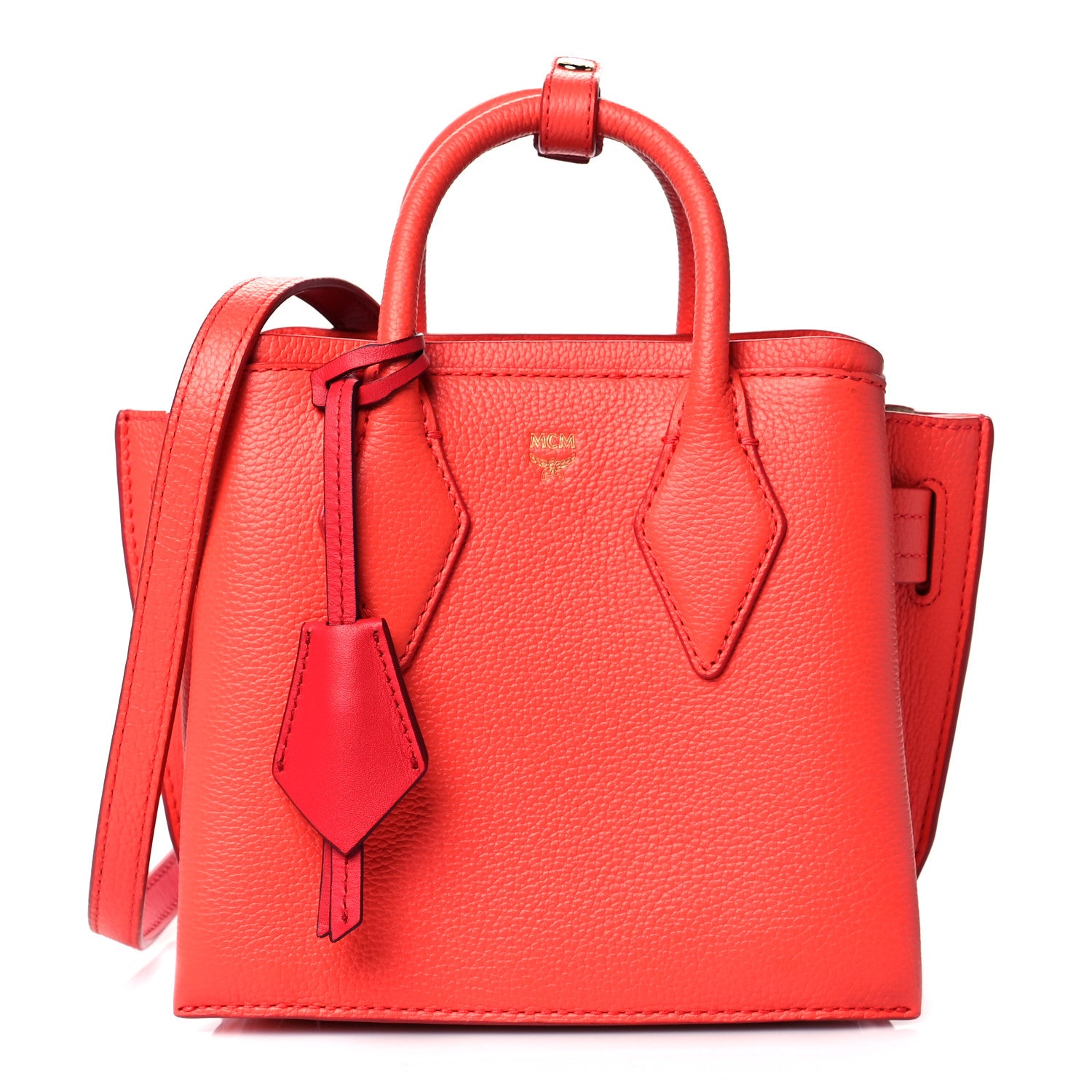 MCM Grained Calfskin Mini Neo Milla Tote Coral 1 of 9