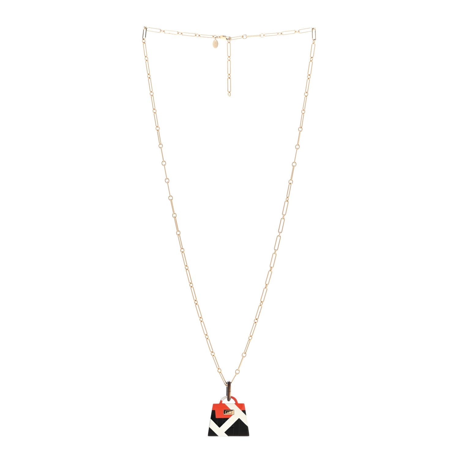 Hermes Amulette Laquee Kelly Pendant Necklace Gold Multicolor 3 of 7