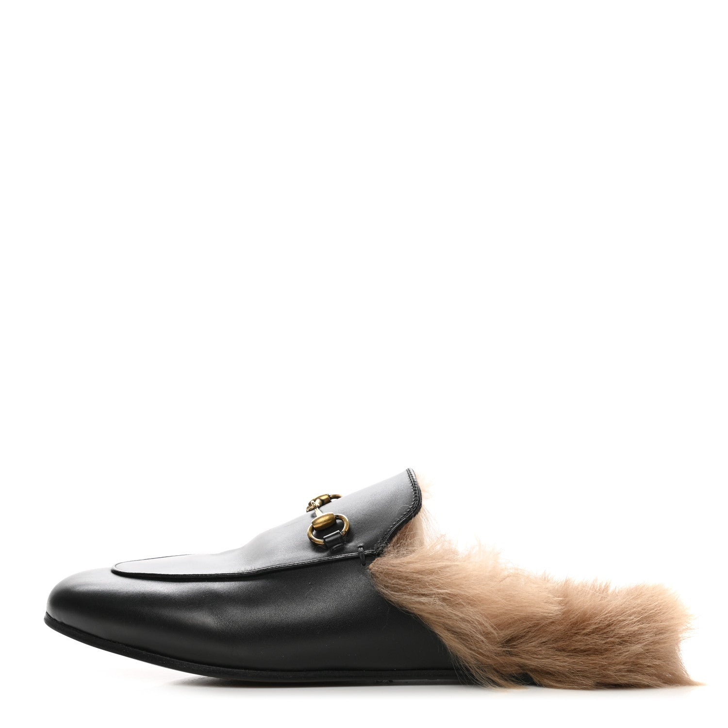 Gucci Calfskin Fur Womens Princetown Slippers 40 Black 1 of 10