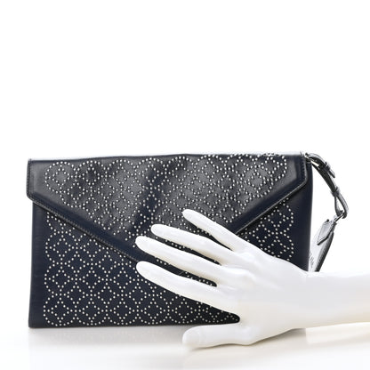 Alaia Calfskin Studded Arabesque Envelope Clutch Navy 3 of 10