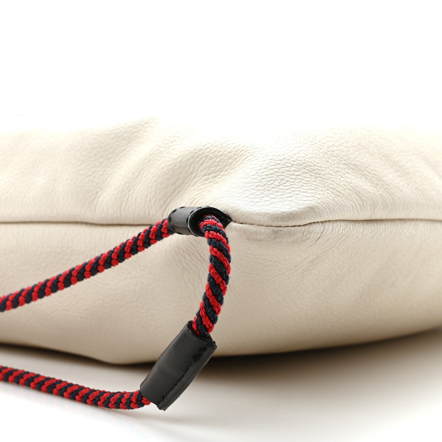 Calfskin Logo Drawstring Backpack Mystic White