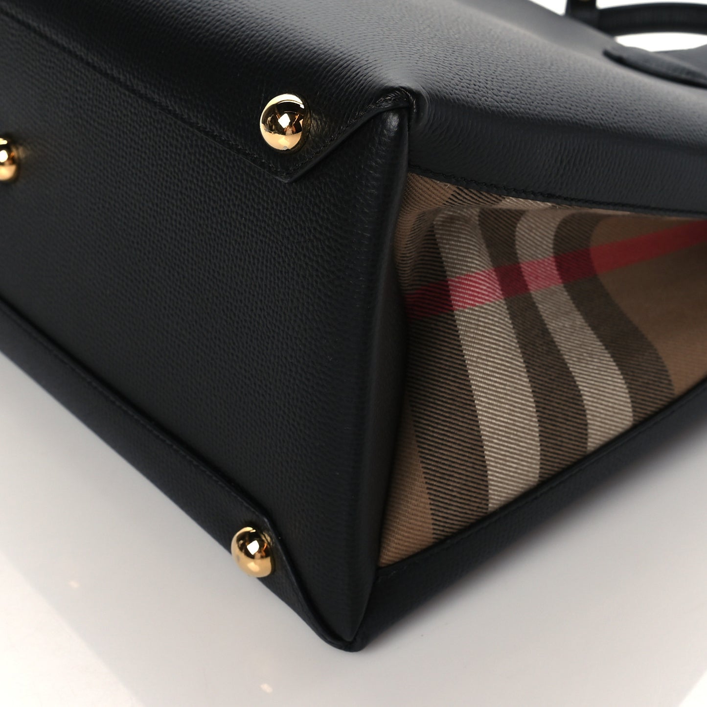 Grainy Calfskin House Check Medium Banner Tote Black
