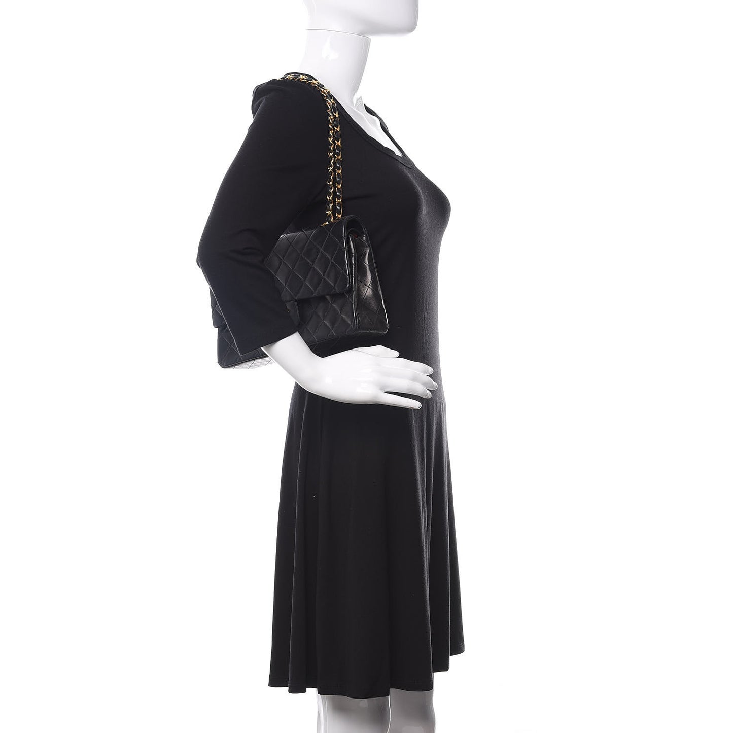 Lambskin Quilted Medium Double Flap Black