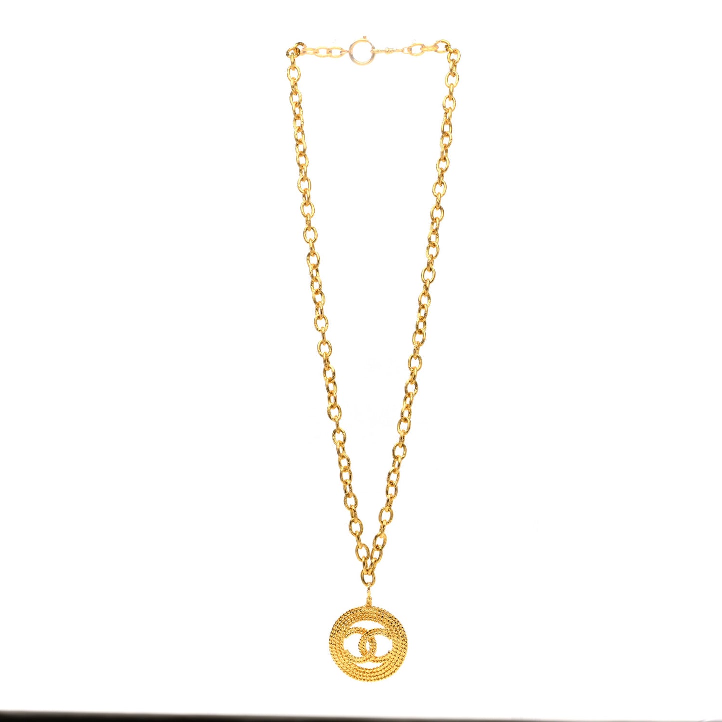 Metal CC Long Chain Pendant Necklace Gold