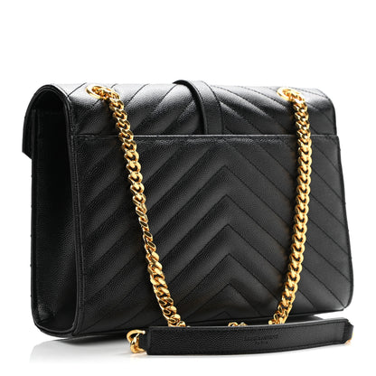 Saint Laurent Grain De Poudre Matelasse Chevron Medium Monogram Satchel Black 3 of 11