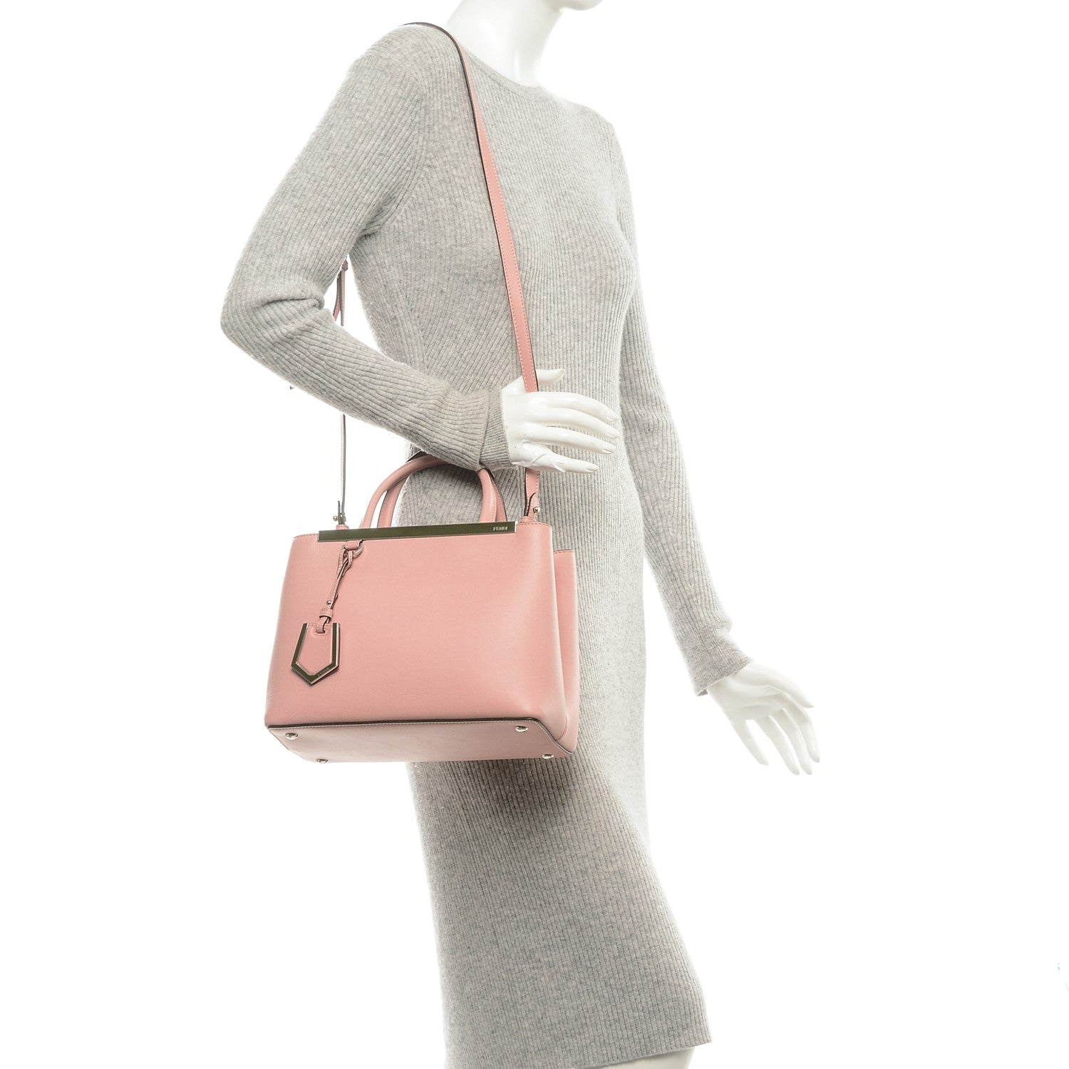 Fendi Vitello Dolce Century Petite 2Jours Tote Bubblegum Lilla Oliva 2 of 8