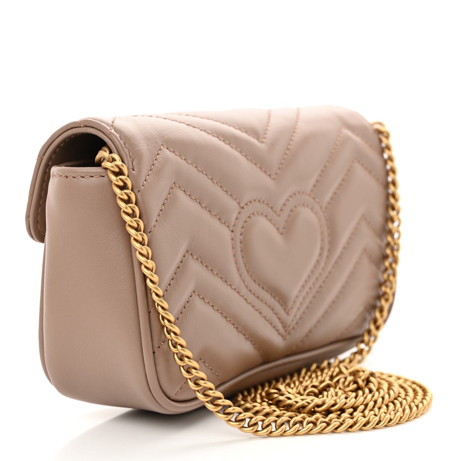 Gucci Calfskin Matelasse Super Mini GG Marmont Shoulder Bag Porcelain Rose 3 of 11