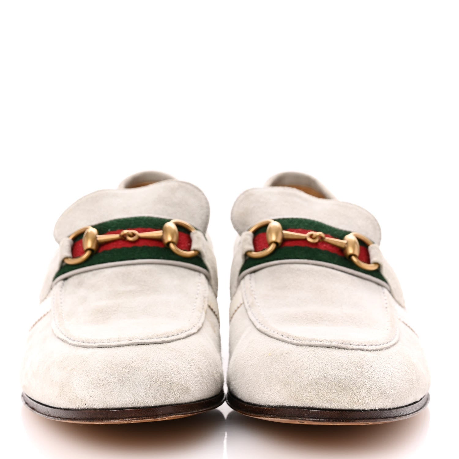 Gucci X ADIDAS Suede Supersofty Quentin Goatskin Web Mens Horsebit Loafers 10.5 Grey Sky Off White 3 of 12
