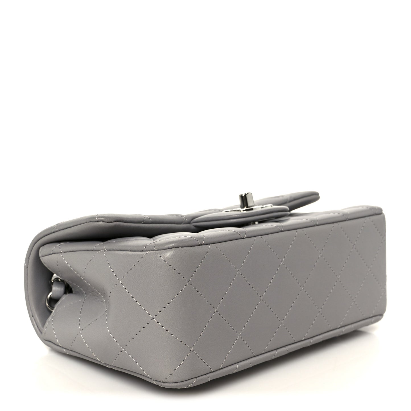 Lambskin Quilted Mini Rectangular Flap Grey