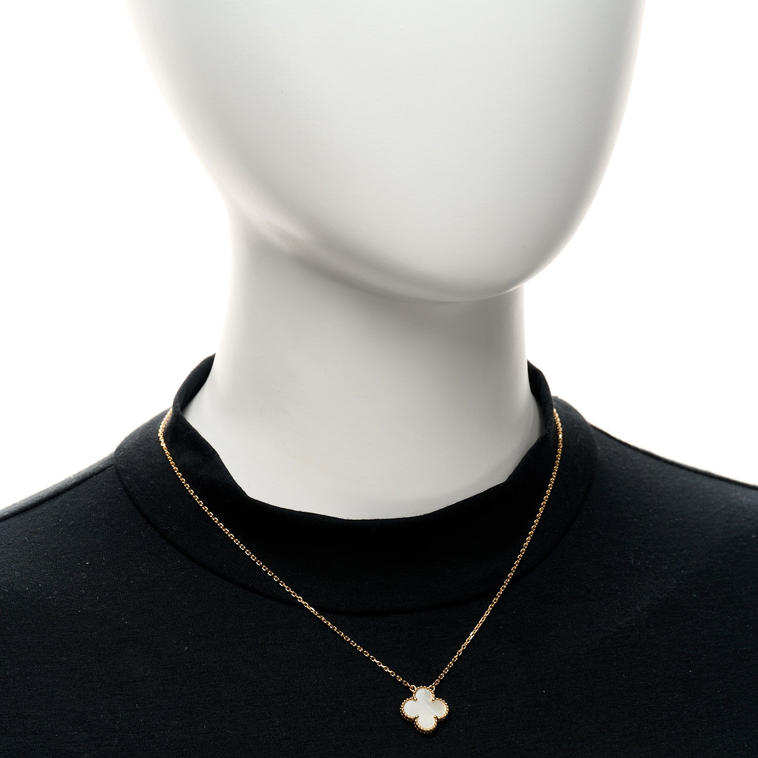 Van Cleef & Arpels 18K Yellow Gold Mother of Pearl Vintage Alhambra Pendant Necklace 2 of 5