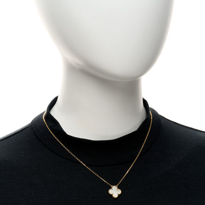 Van Cleef & Arpels 18K Yellow Gold Mother of Pearl Vintage Alhambra Pendant Necklace 2 of 5