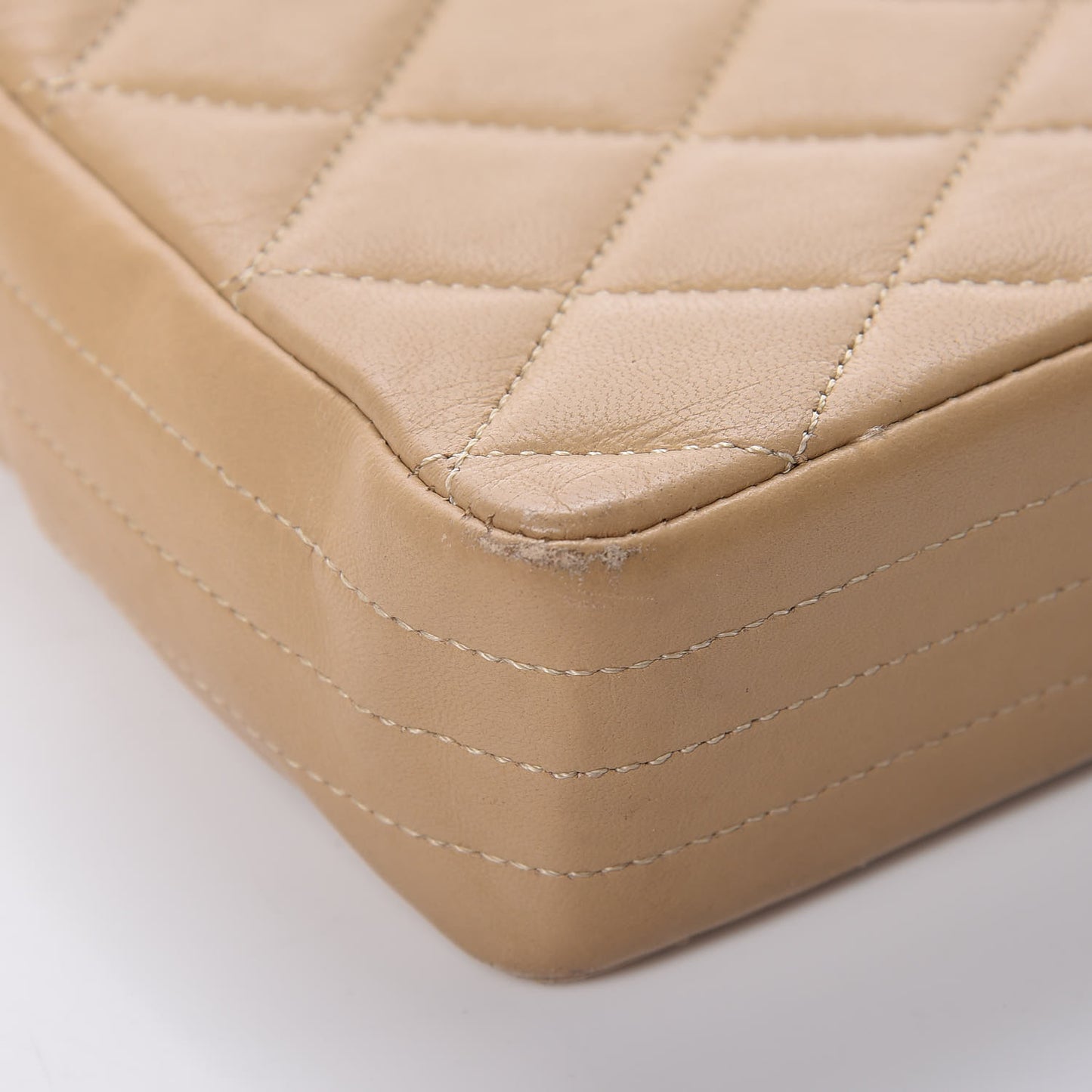 Lambskin Quilted Small Single Flap Beige