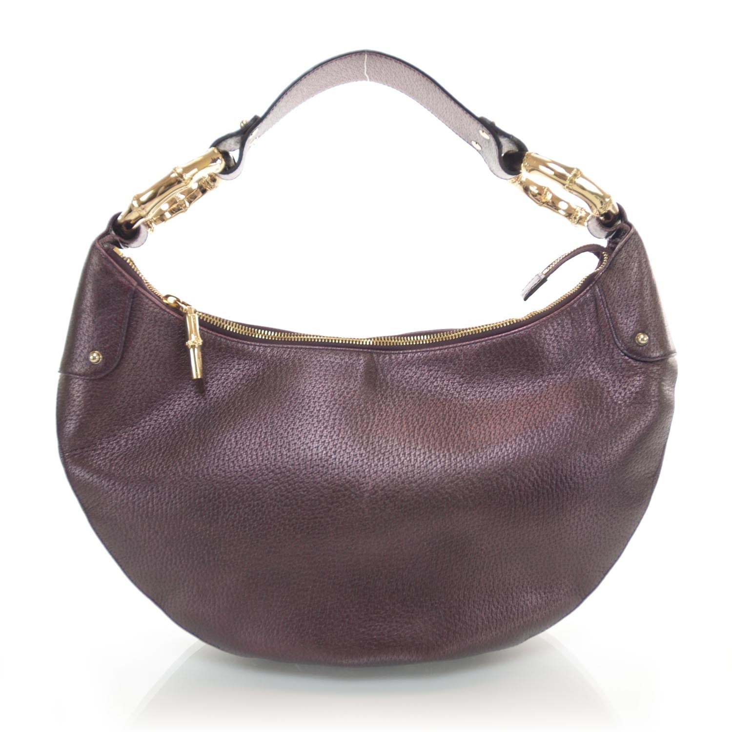 Gucci Leather Bamboo Ring Hobo Aubergine 1 of 8