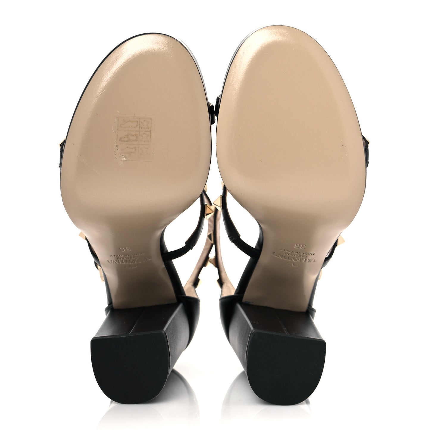 Calfskin Rockstud 10/110mm Caged Sandals 36 Black