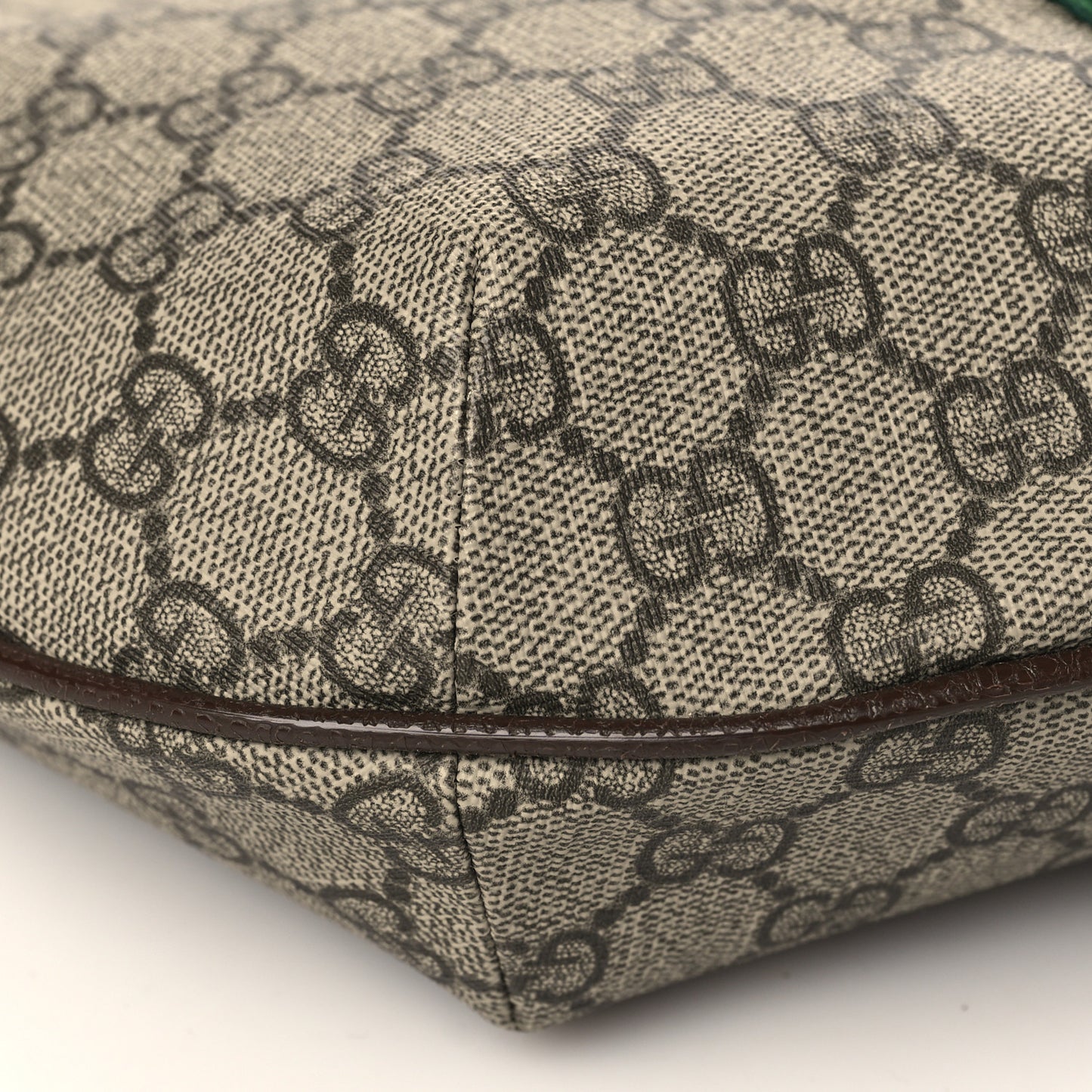 GG Supreme Monogram Web Small Ophidia Half Moon Hobo Brown