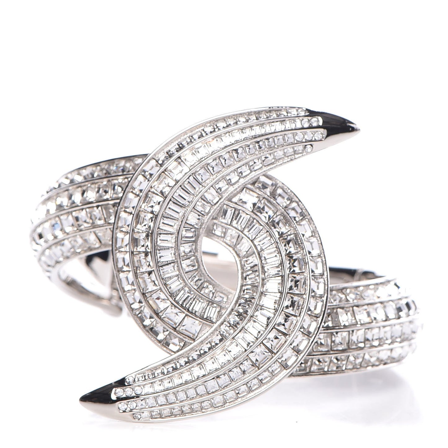 Crystal Baguette CC Cuff Silver