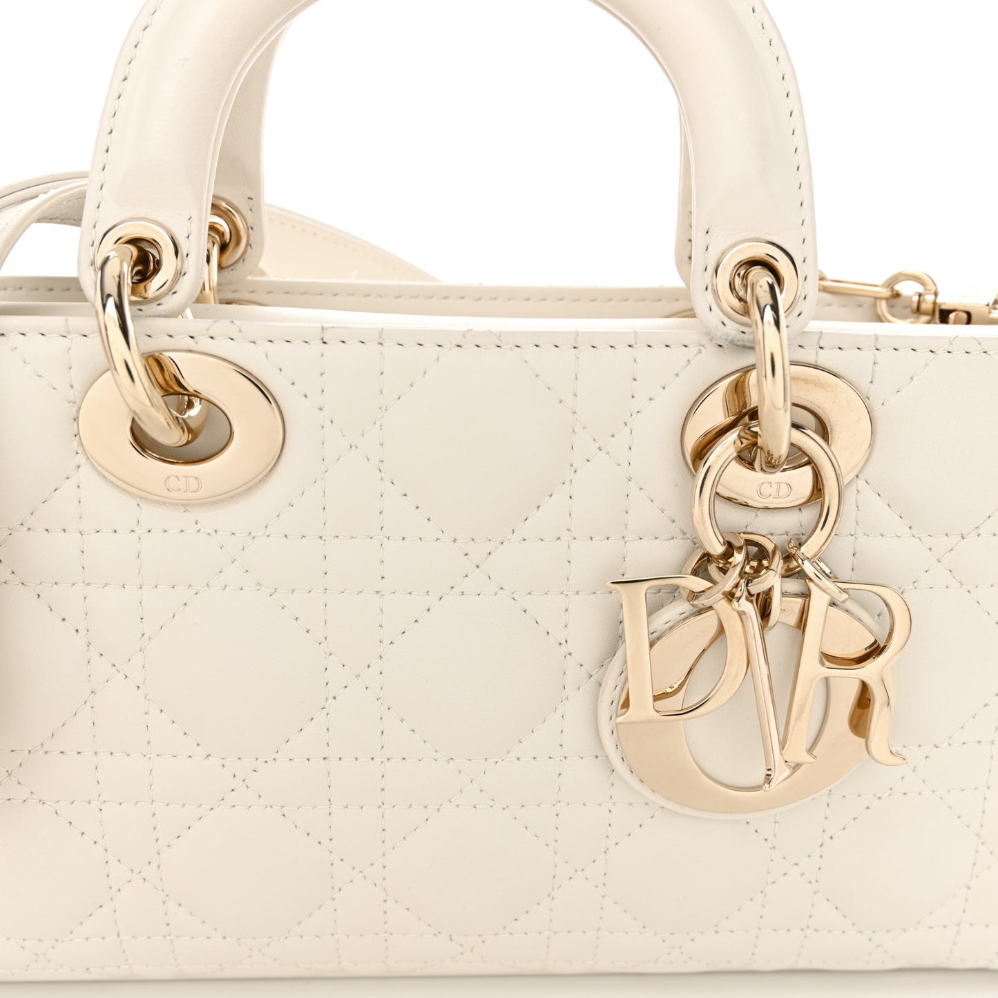 Calfskin Cannage Lady D-Joy White