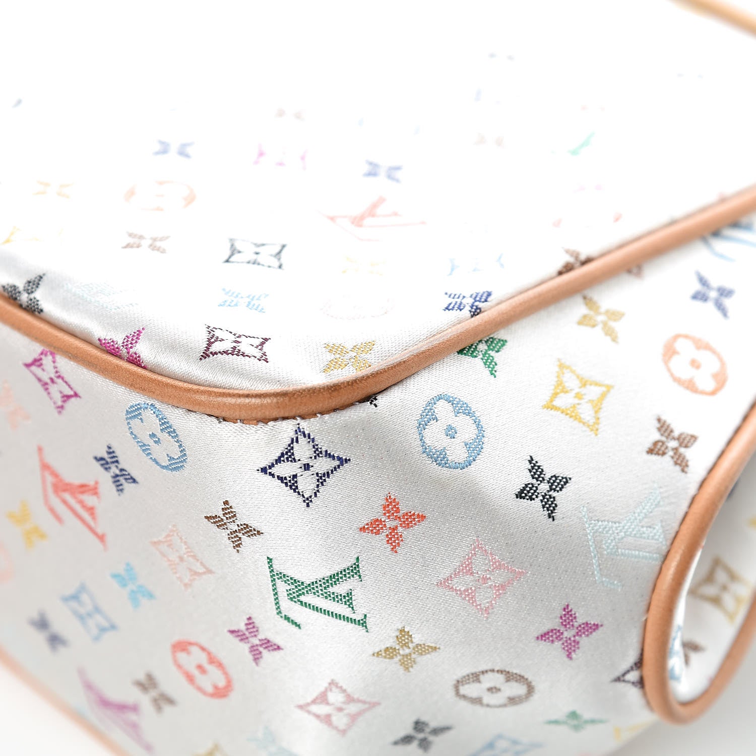 Louis Vuitton Silk Satin Monogram Multicolor Abelia White 9 of 9