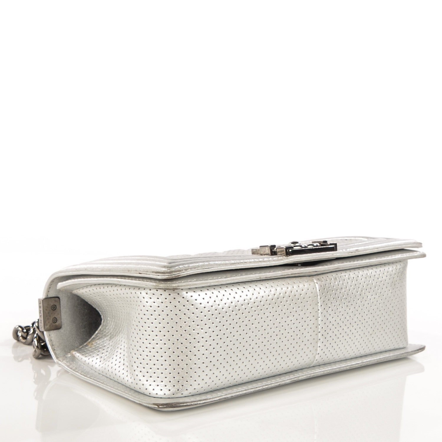 Chanel Metallic Lambskin Perforated Medium Boy Flap Silver 4 of 9