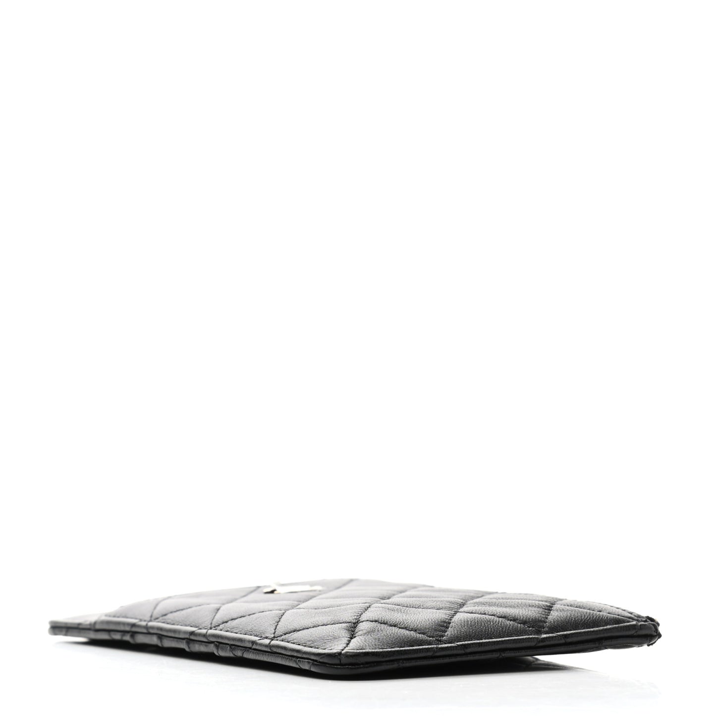 Lambskin Quilted Classic Flat Wallet Pouch Black