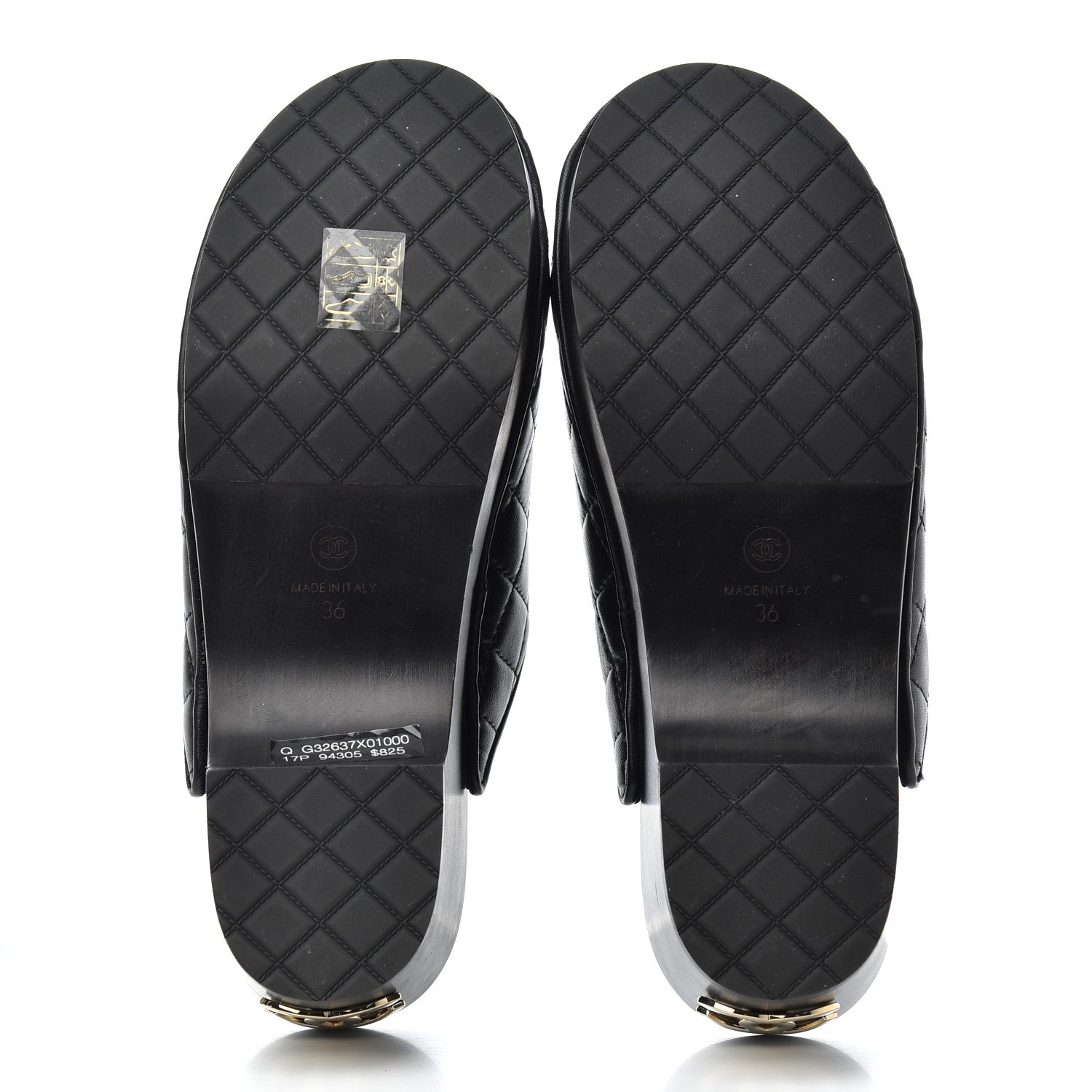 Chanel Lambskin Quilted CC Clogs 36 Black 5 of 10