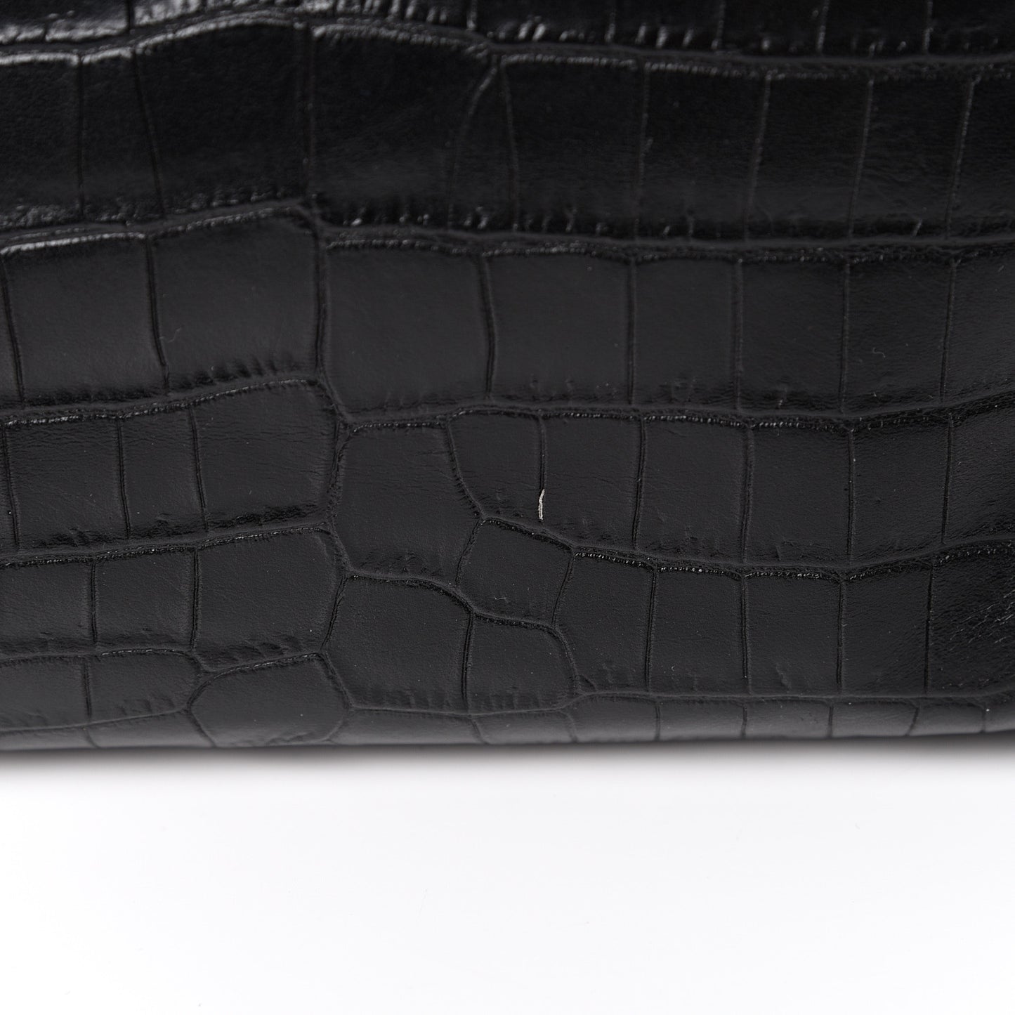 Calfskin Crocodile Embossed City Belt Bag Black