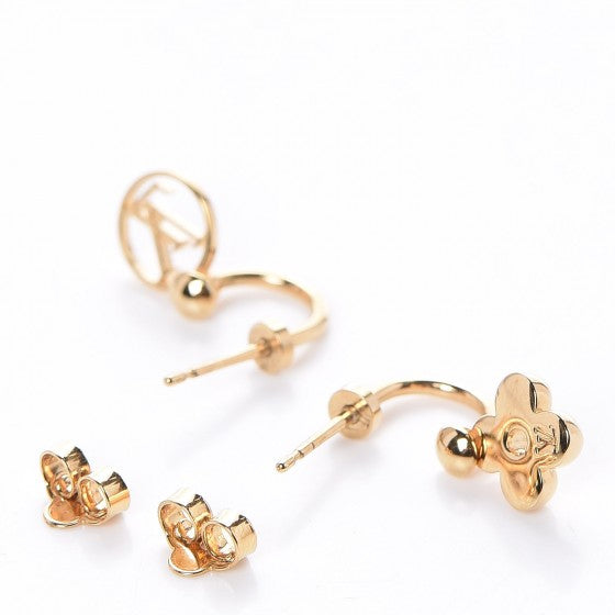 Louis Vuitton Brass Blooming Earrings Gold 3 of 5