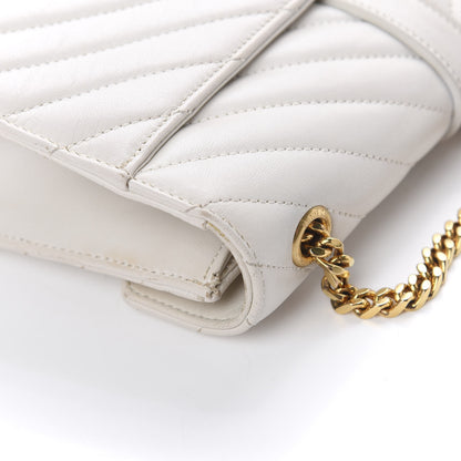 Saint Laurent Lambskin Matelasse Chevron Small Monogram Satchel Off White 17 of 21