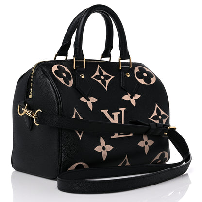 Louis Vuitton Empreinte Monogram Giant Speedy Bandouliere 25 Black Beige 3 of 9