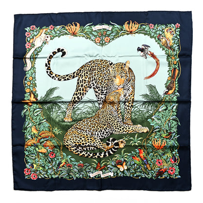 Hermes Silk Jungle Love Scarf 90 Marine Vert Orange 1 of 6