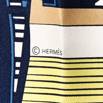 Hermes Silk Minuit Au Faubourg Scarf 70 Rouge Rose Bleu 4 of 6