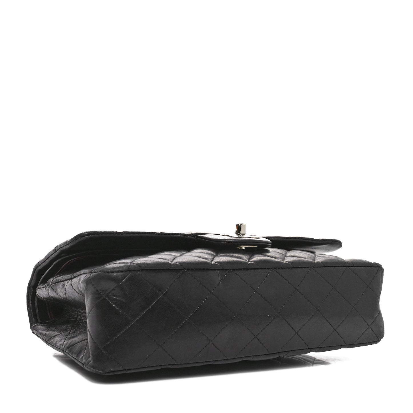 Lambskin Quilted Medium Double Flap Black