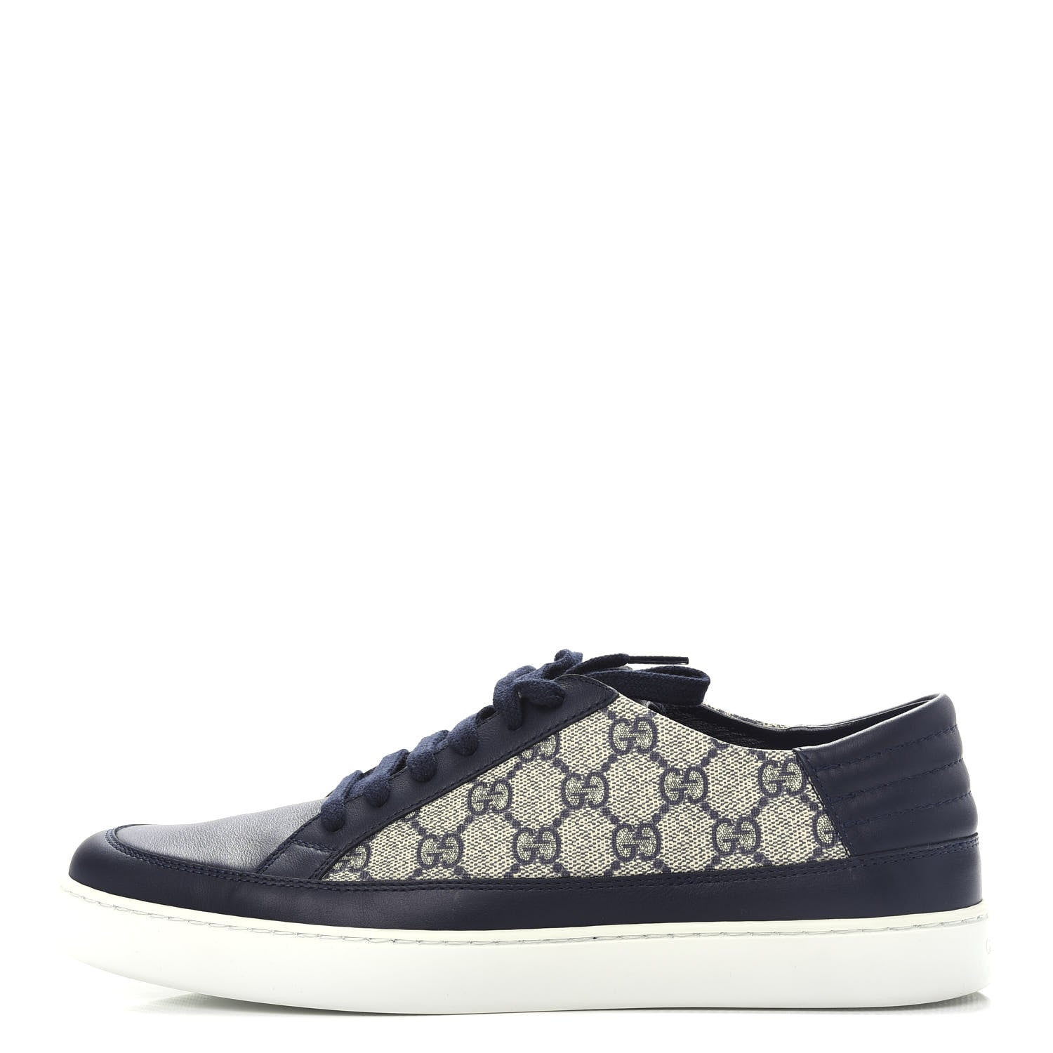 Gucci GG Supreme Monogram Calfskin Mens Low Top Sneakers 8.5 Blue Beige 1 of 11