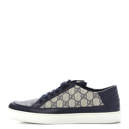 Gucci GG Supreme Monogram Calfskin Mens Low Top Sneakers 8.5 Blue Beige 1 of 11