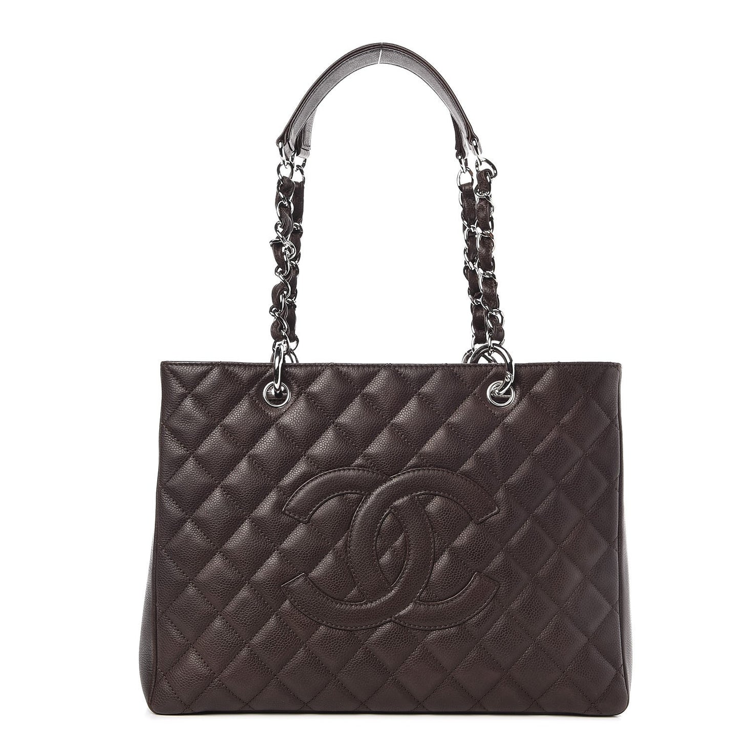 Caviar Quilted Grand Shopping Tote GST Dark Brown