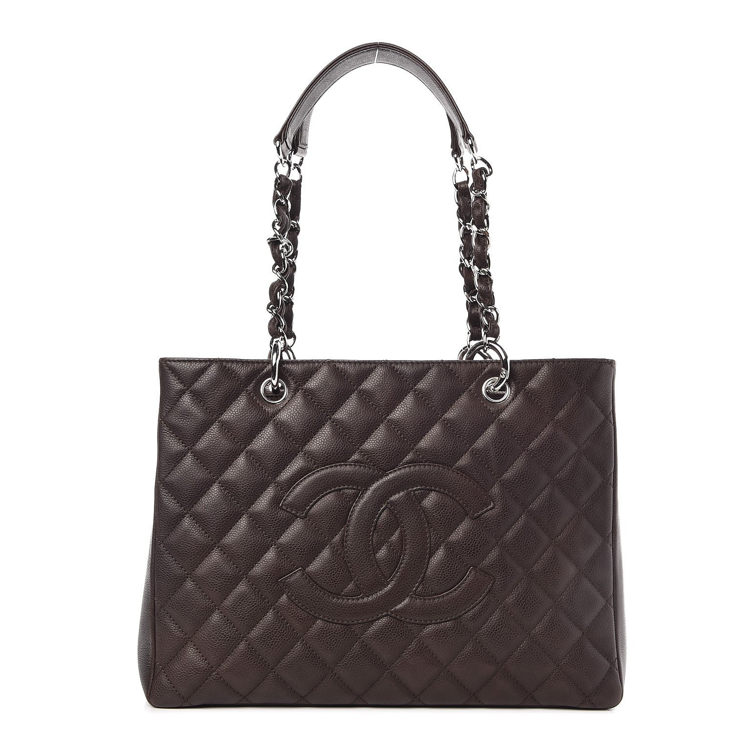 Chanel Caviar Quilted Grand Shopping Tote GST Dark Brown 1 of 12