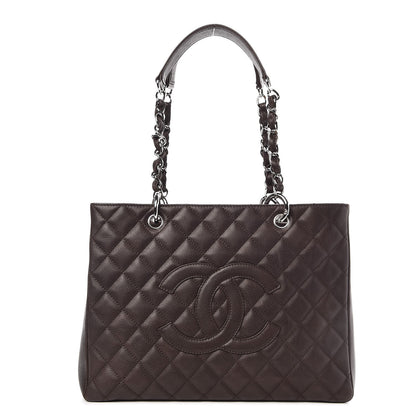 Chanel Caviar Quilted Grand Shopping Tote GST Dark Brown 1 of 12
