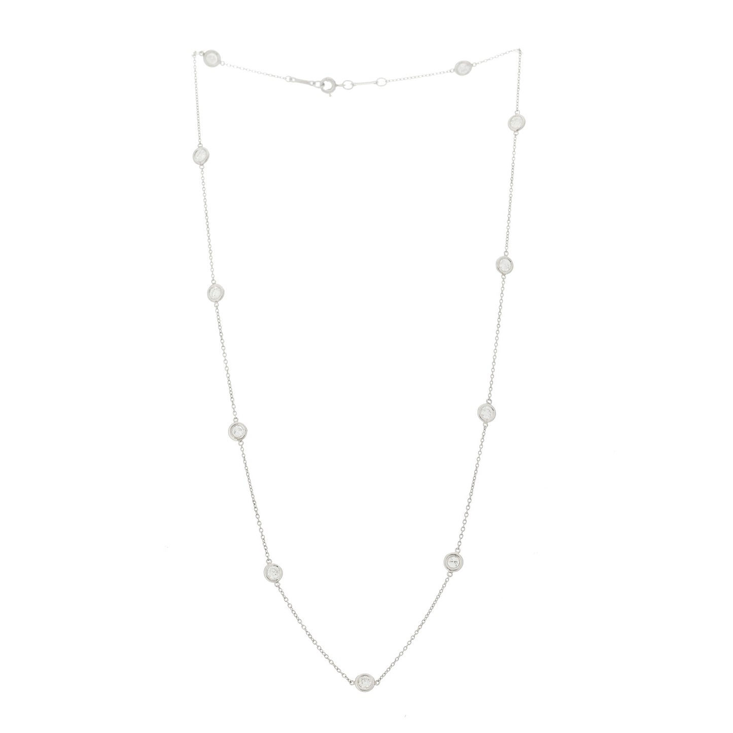 Platinum Diamond Elsa Peretti 1.54ctw Diamonds by the Yard 11 Station Necklace
