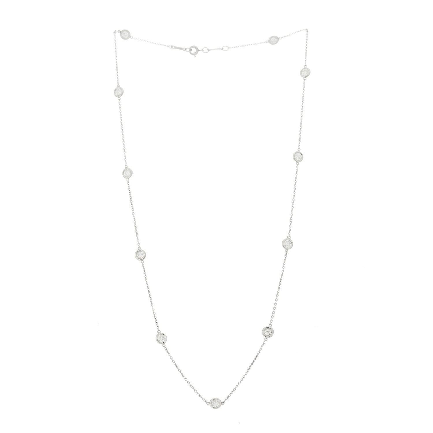 Tiffany Platinum Diamond Elsa Peretti 1.54ctw Diamonds by the Yard 11 Station Necklace 3 of 7