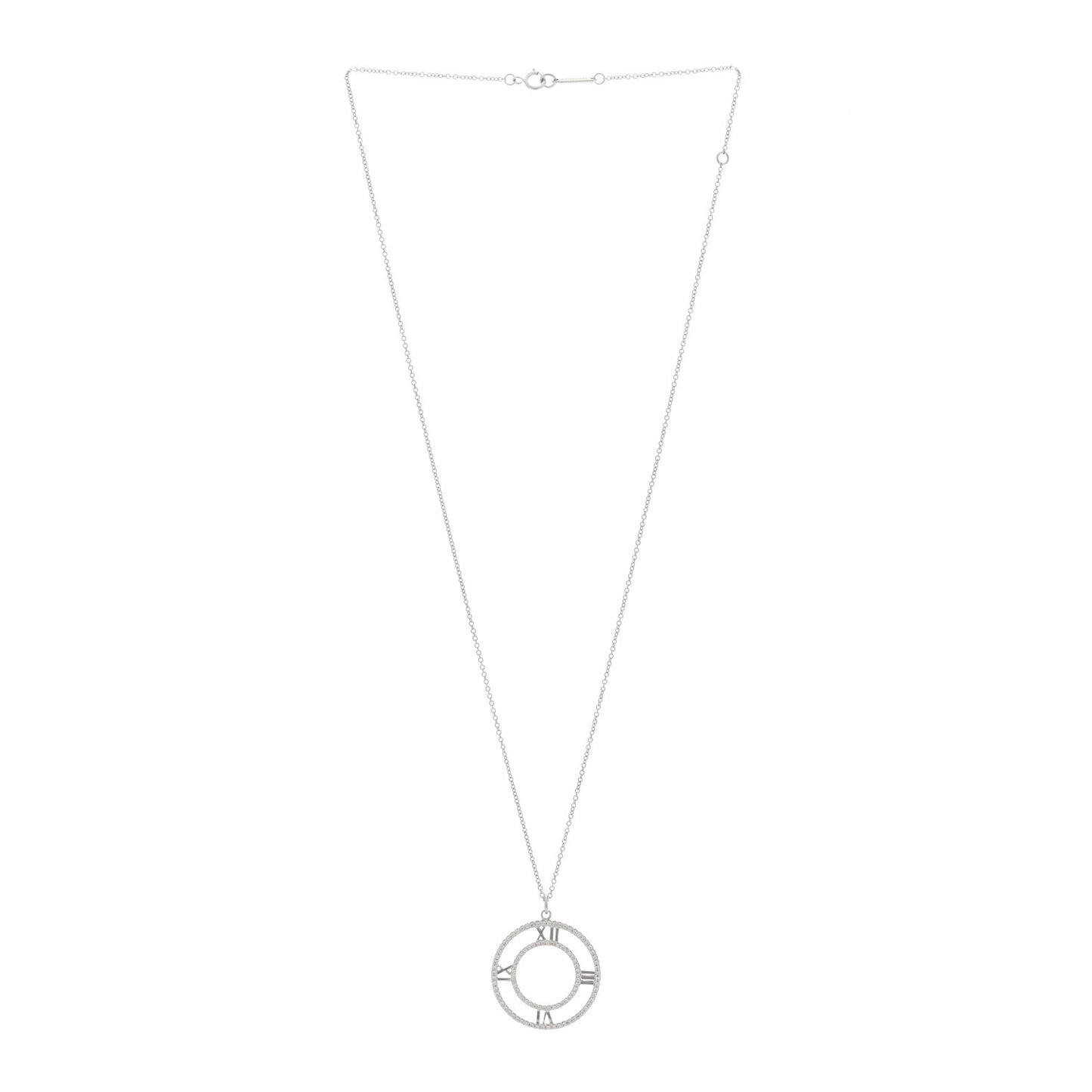 18K White Gold Diamond Medium Atlas Open Pave Pendant Necklace